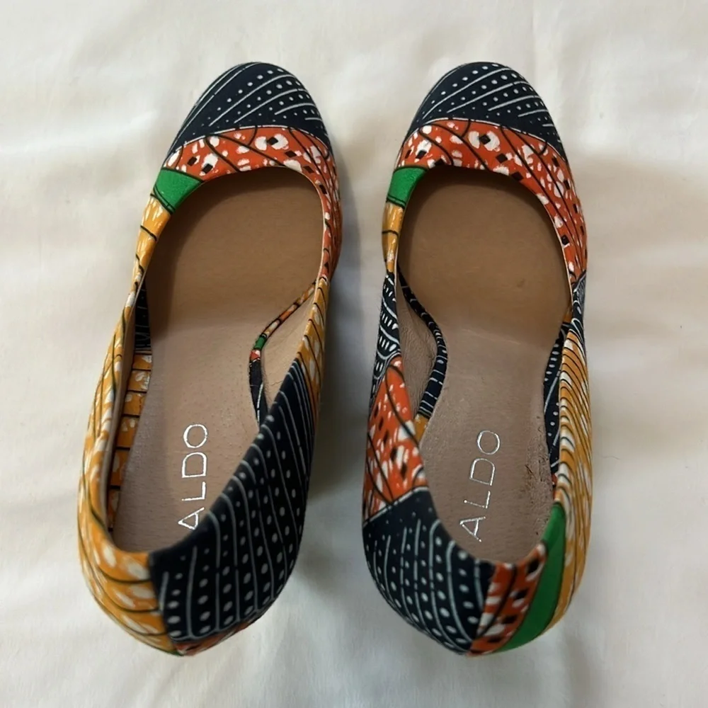 ALDO Multicolor African Ankara Print Canvas Wedges